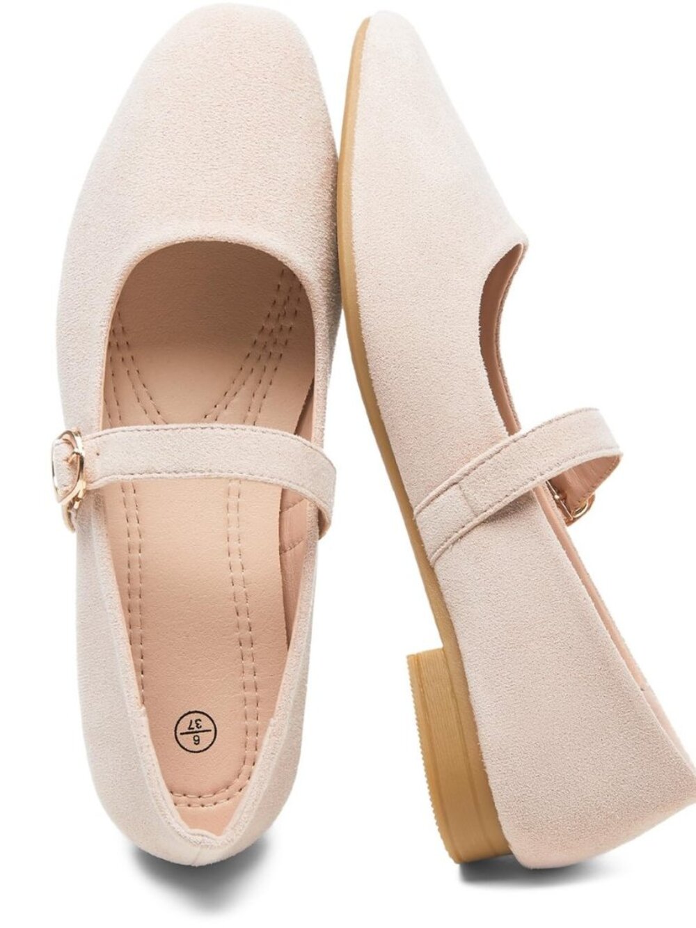 Women's Ballet Mary Jane Flats Shoes Classic Suede with Ankle Strap